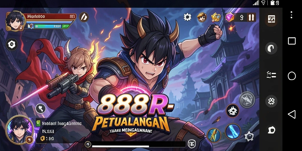 Tampilan gameplay 888R yang penuh aksi dan warna-warni.