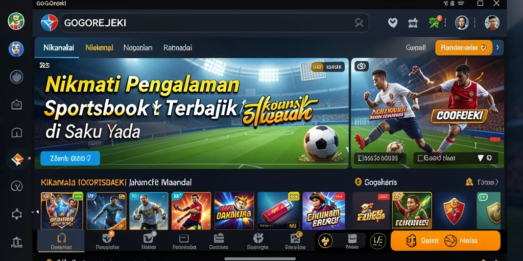 Tampilan antarmuka GOGOREJEKI yang menarik dengan fitur sportsbook.